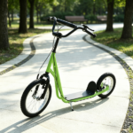 Green Teens Kids Ride-On Scooter: Height Adjustable Handlebar, Dual Brakes, Pneumatic Wheels – Safe Toy for Children 5 and Up