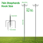 Shepherds Hook for Outdoor, 5-Prong Base Adjustable Height Garden Hook with Dual Sided Hooks, Sturdy Iron Metal Hanger for Bird Feeders, Lanterns, Flower Baskets, Wind Chimes, Patio Yard Decor - Image 13