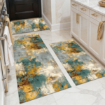 Three-piece kitchen rug set, non-slip and washable, abstract pattern kitchen hallway rug, soft and comfortable, suitable for sinks, floors, entrances, hallways and bathrooms. - Image 18