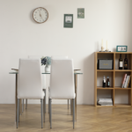 Same Code 65542081 4-seat simple rectangular cylindrical leg table tempered glass stainless steel clear glass 110 * 70 * 75cm - Image 9