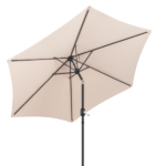 9ft Patio Umbrella, Outdoor Market Umbrella with Push Button Tilt, Crank Handle, 6 Sturdy Iron Ribs, UPF 50+ Waterproof Solution-Dyed Polyester Canopy, for Garden, Deck, Backyard, Poolside, Beige - Image 4