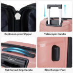 V-shaped stripes 3-in-1 PP trolley case 20in 24in 28in PP iron trolley fashionable color - rose gold (grain pattern) - Image 8