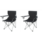(2Pack) Quad Folding Camp Chair with Cup Holder, Black (Shipment from Walmart)