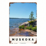 CIFbuy 1pc Vintage Muskoka Lake Metal Wall Sign, Rustic 2D Flat Iron Boat Scenery Art, 8x12 Inch Cottage Country Farmhouse Home Decor TikTok, TikTok, Self-pickup Logiopics