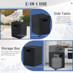 41*41*53.5cm Square Black Gas Storage Garden Iron Side Table - Image 7