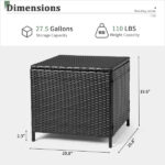 Outdoor PE Wicker Side Table with Storage, Patio Rattan End Table Square Container for Furniture Covers, Toys and Gardening Tools, Black - Image 8