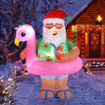 5.9 FT Lighted Christmas Inflatable Decoration, Inflatable Hawaii Santa Claus Outdoor Decoration, Funny Blow Up Yard Decorations with Built-in LED Lights for Holiday Party Front Yard Lawn Garden Decor - Image 20