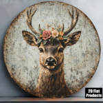 CIFbuy 1pc 8x8in Vintage Deer Head Wreath Sign, "" Deer Head Wreath Sign, Wreath Sign, 2D Flat Round Aesthetic Antler Plaque TikTok, Temu Self-pickup Logiaqics