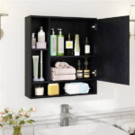2 in 1 Mirrored Bathroom Wall Cabinet, Space-Saving Medicine Cabinet with Hidden Storage & Shelves - Black - Image 7