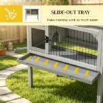 Gray Indoor/Outdoor Elevated Rabbit Hutch – Wooden Bunny Cage with Hinged Asphalt Roof & Removable Cleaning Tray - Image 5
