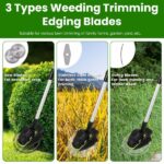 21V Electric Weed Edger Cordless String Trimmer Grass Mower Eater Bush Cutter with 16800RPM 2x 3000mAh Batteries 3.6-4.6FT Length 90° Rotatable Angle Saw Blade Steel Blade String Blade - Image 3