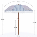 9Ft Garden Patio Umbrella with Crank Operating Mechanism, Blue/White - Image 2