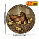 CIFbuy 1pc 2D Flat Round Sign Hen And Chick, "" Design 7.87x, inch Outdoor Decor for Kitchen Study Easter Gift TikTok, ikTok, temu Self-pickup LogiGiics - Image 4