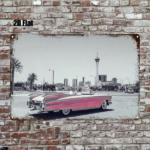 CIFbuy Vintage Pink Convertible Car Metal Sign 8x12 Inch, Retro Skyscraper Wall Art For Home Bar Garage Cafe Club, 2D Flat Printed Squa TikTok, TikTok, Art For Home Bar Garage Cafe Club Self-pickup Logiopics - Image 6