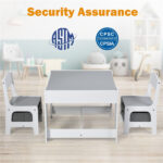2-in-1 Kids Activity Table and Chairs Set, Double-Sided Whiteboard & Blackboard, with Hidden Storage, Certified Non-Toxic MDF, Perfect Gift for 3-7 Years Old (White) - Image 6