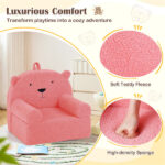Bear-Shaped Kids Sofa, Teddy Fleece Foam Chair for Toddlers 3+, Portable Bear-Shaped Couch (Pink) - Image 4