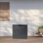 33gal Square Wood & Rattan Plastic Garden Storage Box Gray - Image 14