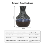300ml USB Aromatherapy Diffuser and Humidifier, Ultra Quiet Cool Mist Humidifier with Remote Control, 7 Color Changing LED Lights for Home, Office, Bedroom, Nursery - Image 3