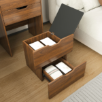 3-in-1 Vanity Desk with Lighted Mirror & Stool, Flip Top Makeup Dressing Table, Compact Storage for Bedroom, Bathroom, Dressing Room(18.9"L, Walnut) - Image 15