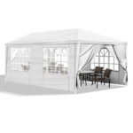 10'x20' Outdoor Party Tent with 6 Removable Sidewalls, Waterproof Canopy Patio Wedding Gazebo, White - Image 4