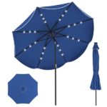 10 Ft Solar Powered Patio Umbrella with 24 LED Lights, Beige Outdoor Market Umbrella - Image 4