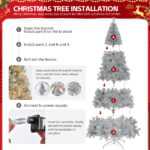 8 FT Pre-lit Artificial Christmas Tree, Hinged Xmas Pine Tree with 1350 Branch Tips, 500 Lights and Remote Control for Holiday Party Office Home, Silver - Image 6