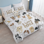 4 pcs Dogs Comforter Set, Cute Multi-Breed Dog Print Quilt Set, Pet Dog Lover Bedding with Pillow Shams, Cartoon Puppy Bedspread for Kids & Adults, White Background Dog Decor temu can only be self-picked up - Image 2