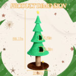 59in Large Tall Christmas Tree Cat Tower with 2 Cat Condos & Scratching Post, Soft Fleece Cat Tree with Teaser Toy & Sturdy Base & Built-in Openings for Indoor Cats, Green - Image 5