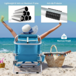 5-Position Adjustable Backpack Beach Chair with Storage Bag, Cooler Pouch & Side Bags — Ideal for Beach, Pool, Lawn - Image 5