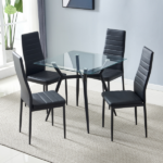 4pcs Elegant Assembled Stripping Texture High Backrest Dining Chairs Black Replace encoding 13028198-18410366 - Image 134