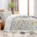 Colorful Mushroom Duvet Cover Full - Soft Mushroom Bedding Set with Wild Plants and Flower 3 Piece Aesthetic Mushroom Bed Set for Woman Adult (Full, Cream) - Image 3