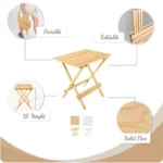 Portable Solid Wood Folding Side Table 2-Piece Set - Natural - Image 3