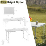 4ft Camping Folding Table, Aluminum Portable Picnic Table with Adjustable Height, 3 Fold Lightweight Outdoor Table for Indoor Travel Beach and Party - Image 16