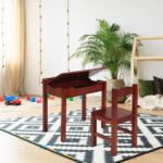Flip Top Kids Table and Chair Set, Wood Activity Table Set with Storage Space for Arts Crafts, Dark Coffee - Image 16