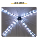 8x8 FT Slant Leg Foldable Canopy Shelter Tent with 4 Solar Color Meteor Shower LED String Lights, 210D Oxford Cloth, White Powder Coated Iron Frame, Storage Carry Bag Included, White - Image 9