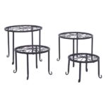 4 Plant Shelves with 4-1 Round Pattern in Black Baking Paint (Yh-Cj009) - Image 2