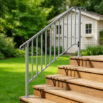 Handrails for Outdoor Steps, Iron Handrail Fits 4 Step, Transitional Handrail with Installation Kit, Silver - Image 11