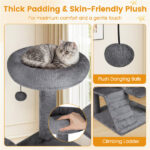 52" Tall Cat Tree Tower with Perches & Condos, Multi-Cat Playground with Scratching Posts (Light Gray) - Image 10
