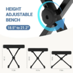 Portable Adjustable Piano Bench, Folding Keyboard Stool with Thick Padded Seat, Non-Slip Feet, Black (Shipment from Walmart) - Image 4