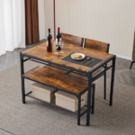 Dining Table Set for 4, Kitchen Table with 2 Chairs and a Bench, 4 Piece Kitchen Table Set for Small Space, Home Kitchen Bar Pub Apartment, Rustic Brown - Image 22