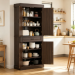 71" Freestanding Kitchen Pantry Cabinet with 4 Doors 2 Large Storage Cabinets And an Additional Drawer for Coffee & Kitchen Supplies - Image 5