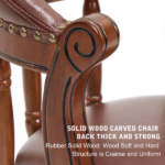 Seat height 26.5'' Cow top Leather Wooden Bar Stools, 360 Degree Swivel Bar Height Chair with Backs for Home Kitchen Counter(brown 1pc) - Image 6