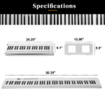 88 Key Folding Piano Semi-Weighted Standard Keyboards Digital Piano with Dual-tube X-Shape Stand MIDI Bluetooth, Handbag Headphone for Piano Lover White color - Image 8