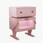 20.7" Wide Pink Robot LED Nightstand with 360° Rotating Drawer - Modern End Table - Image 7