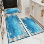 Three-piece kitchen rug set, non-slip and washable, abstract pattern kitchen hallway rug, soft and comfortable, suitable for sinks, floors, entrances, hallways and bathrooms. - Image 13
