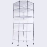 6-Layer Chrome Plated Polygonal Corner Shelf with 2" PP Wheels 680*680*1800 Silver - Image 17