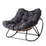 Replace 58406521 Outdoor Rocking Chair, Oversized Patio Papasan Rocker, Comfy Reading Lounge Chair Egg Chair for Indoor Use, Patio, Porch, Garden, Dark Gray - Image 14