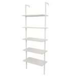 5-Shelf Wood Ladder Bookcase with Metal Frame, Industrial 5-Tier Modern Ladder Shelf Wood Shelves,White - Image 4