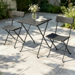 3 Piece Folding PE Rattan Bistro Set, Black Wicker Patio Dining Set with 1 Coffee Table & 2 Ergonomic Chairs, Foldable Outdoor Furniture for Garden Backyard Poolside - Image 6