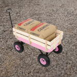 Heavy Duty Steel Wooden Side Support Cargo Wagon with 10" All-Terrain Air Tires, Up to 220lb Load Capacity, for Towing Kids Toys, Gardening Supplies, Pink - Image 9